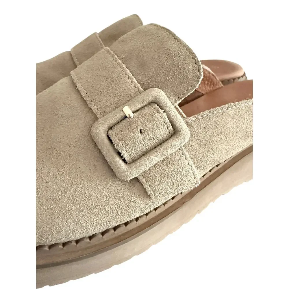 Seychelles Come Together II Platform Mule Sand Tan Suede 9.5 Excellent